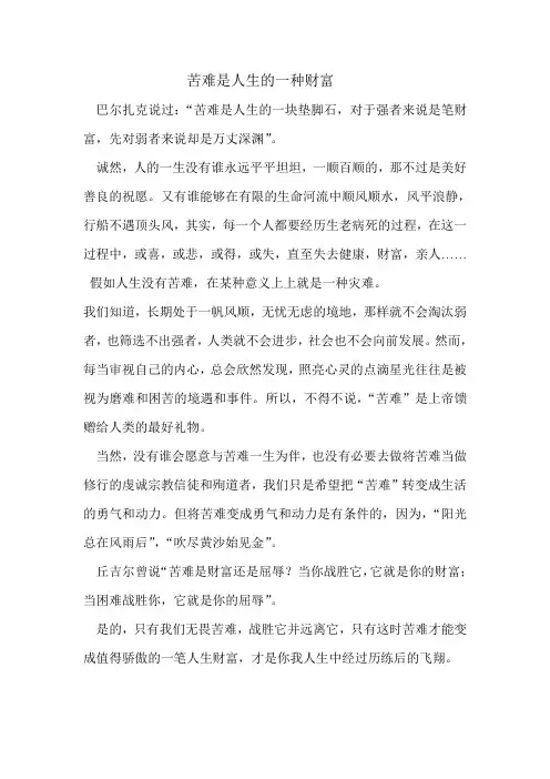 苦难是人生的一种财富