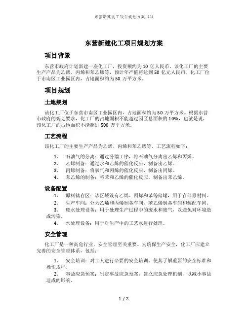 东营新建化工项目规划方案 (2)