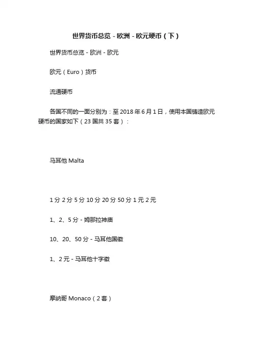 世界货币总览－欧洲－欧元硬币（下）