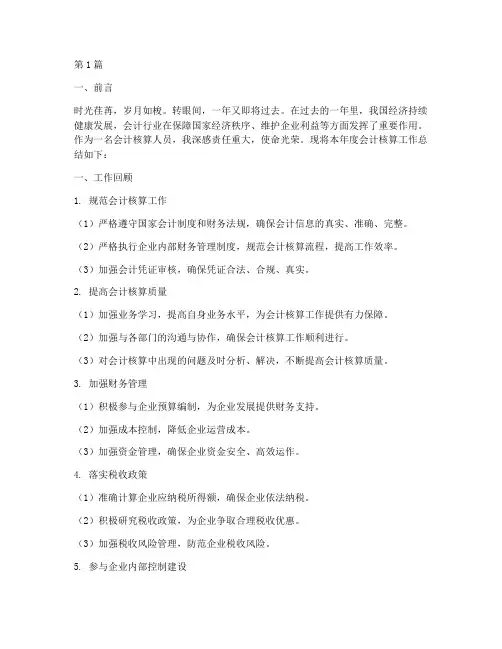 会计的核算年度总结(3篇)