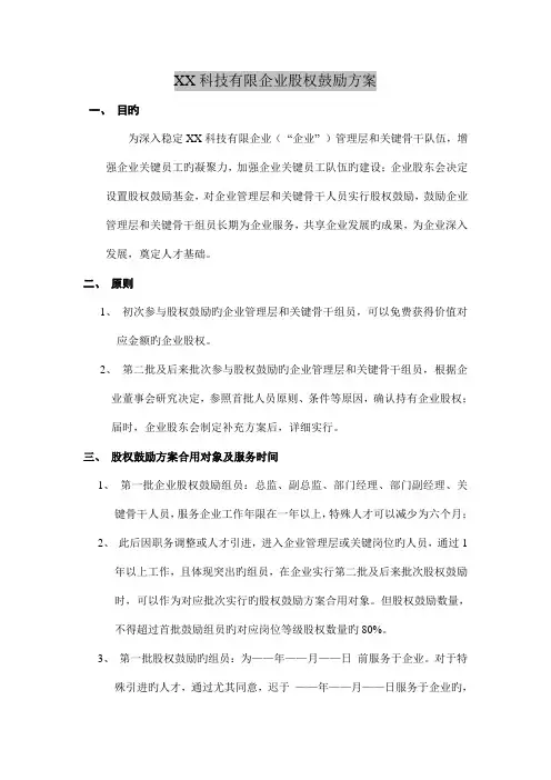 科技有限公司股权激励方案