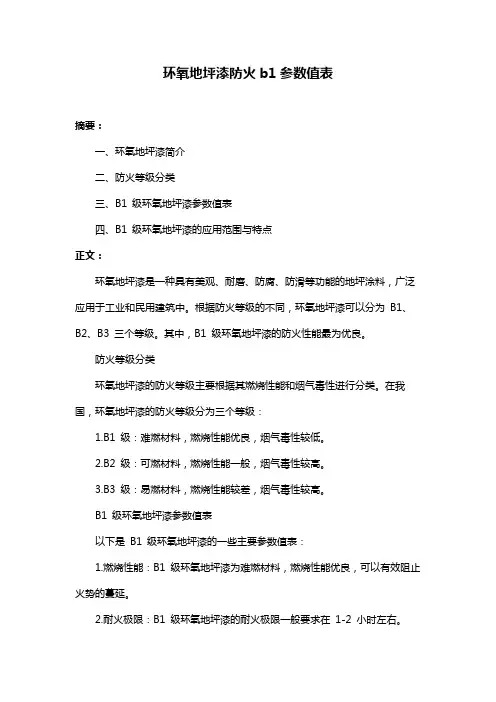 环氧地坪漆防火b1参数值表