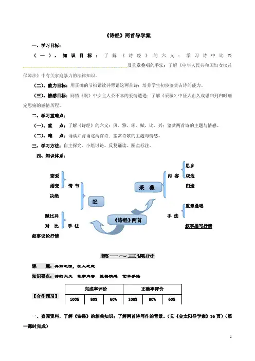 【优选】高中语文人教版必修二第二单元 《诗经》两首 导学案1