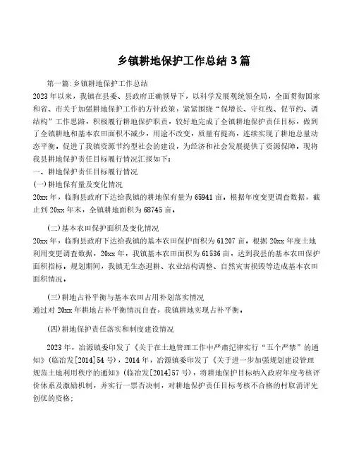乡镇耕地保护工作总结3篇