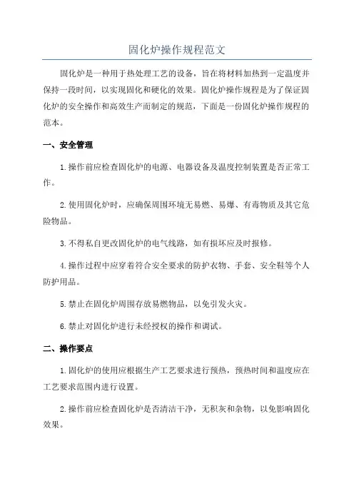 固化炉操作规程范文
