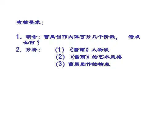 了解曹禺的戏剧以及熟读《雷雨》