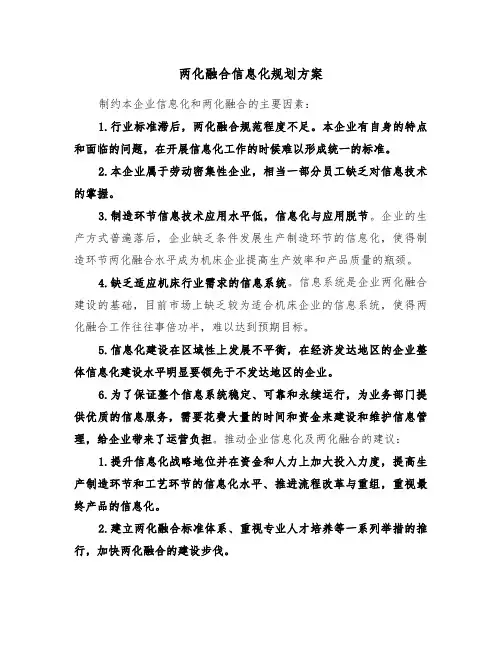 两化融合信息化规划方案（二篇）