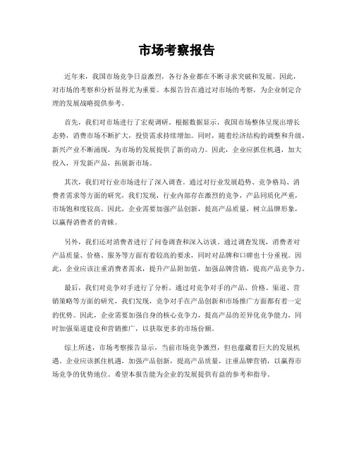 市场考察报告