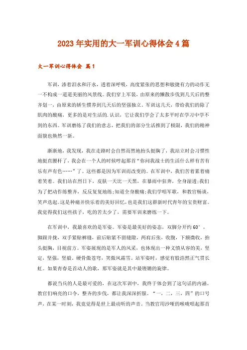 2023年实用文_实用的大一军训心得体会4篇