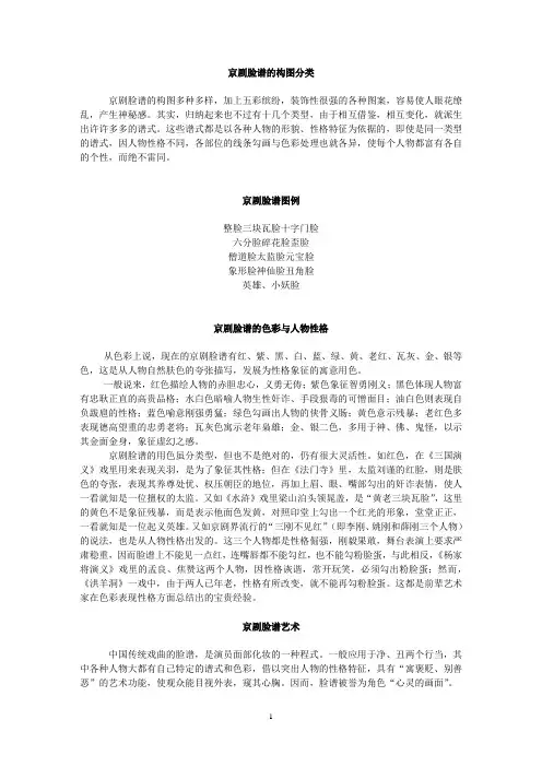 京剧脸谱的构图分类、色彩与性格、脸谱艺术