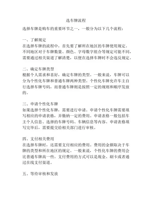 选车牌流程
