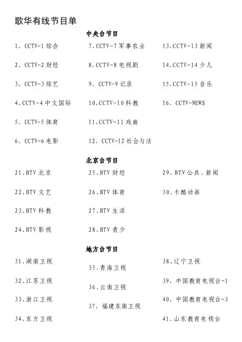 [整理版]歌华有线节目单