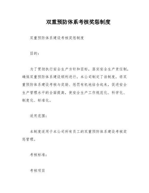 双重预防体系考核奖惩制度