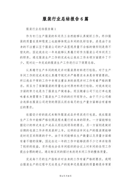 服装行业总结报告6篇