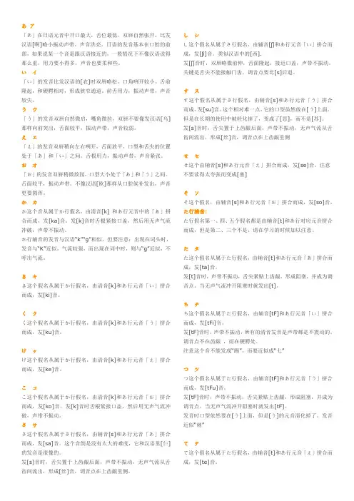 五十音图读音说明