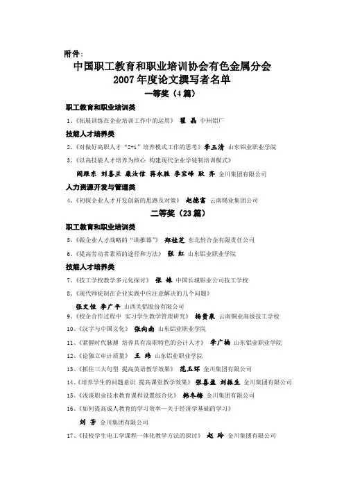 中国职工教育和职业培训协会有色金属分会