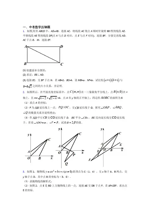 中考数学压轴题 易错题测试卷试题
