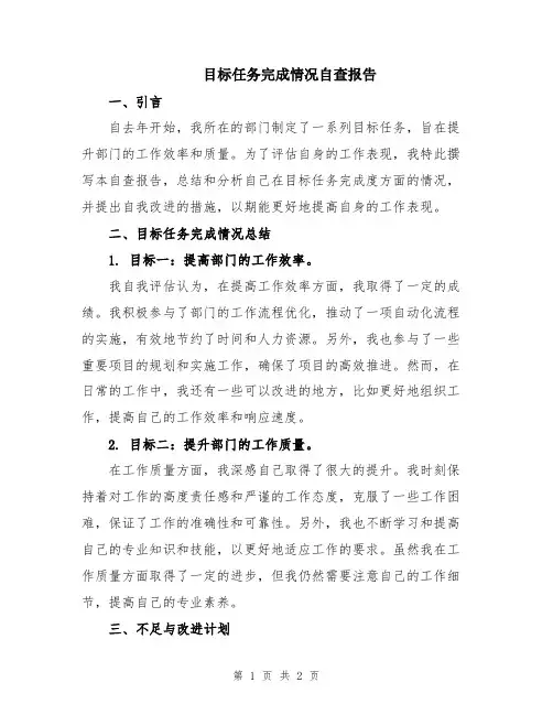 目标任务完成情况自查报告