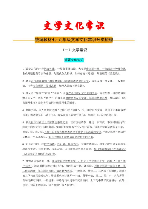 中考文学文化常识——文体知识