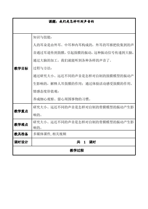 我们是怎样听到声音的教案