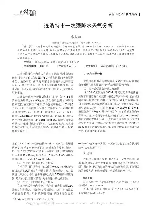 二连浩特市一次强降水天气分析