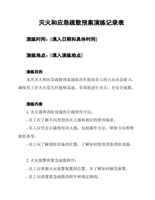 灭火和应急疏散预案演练记录表