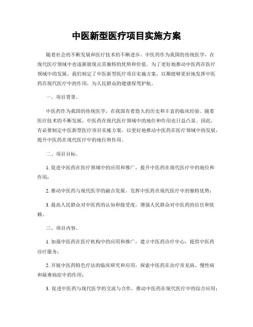 中医新型医疗项目实施方案