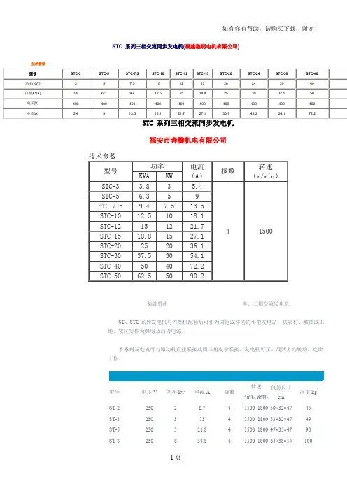 STC系列三相交流同步发电机