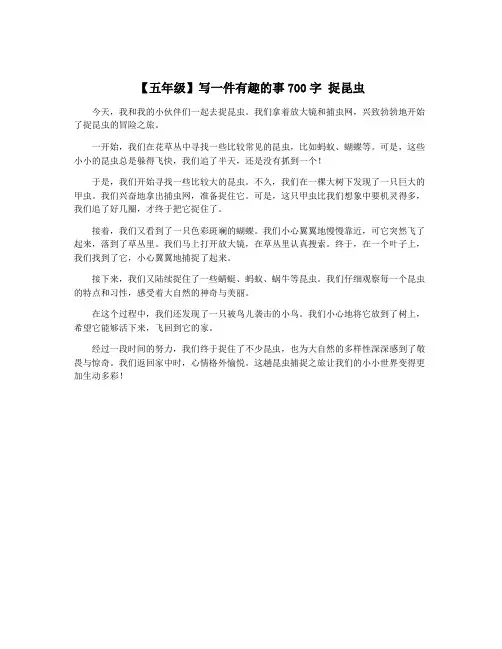 【五年级】写一件有趣的事700字 捉昆虫