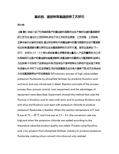 氟硅酸、硼酸制备氟硼酸钾工艺研究