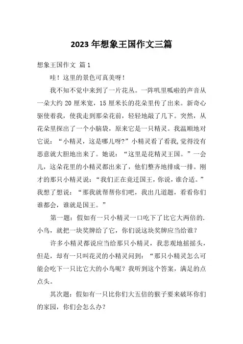 2023年想象王国作文三篇