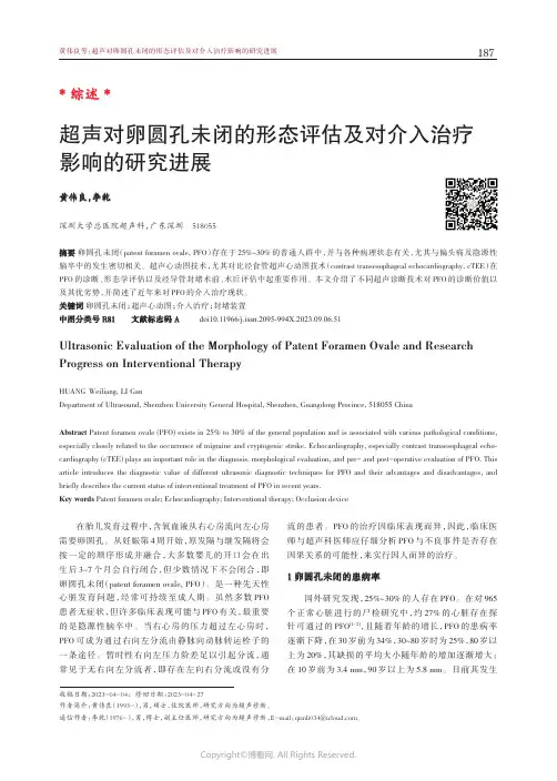 超声对卵圆孔未闭的形态评估及对介入治疗影响的研究进展