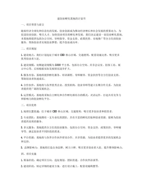 建创业孵化基地的计划书