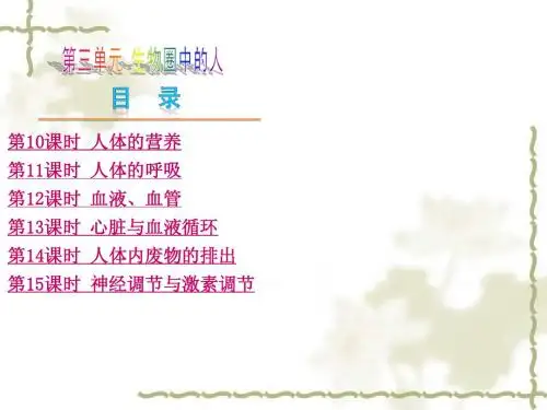 新人教版中考生物总复习：第3单元《生物圈中的人》ppt课件