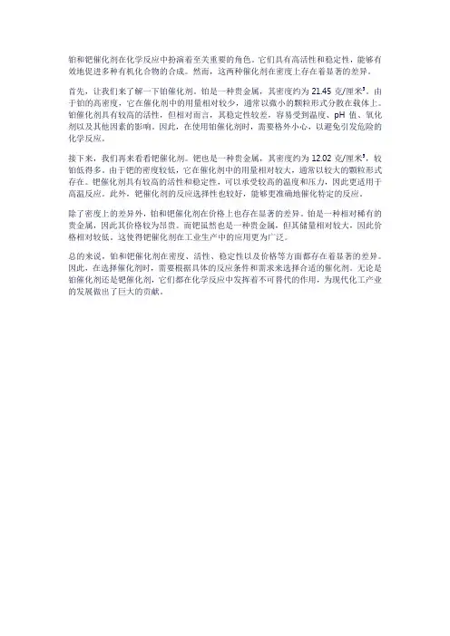 铂、钯催化剂密度