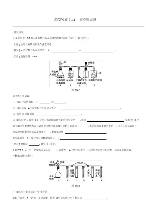 中考化学复习题型突破05实验探究题试题(沪教版附答案)含答案