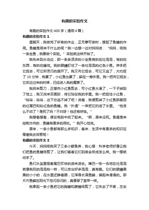 有趣的实验作文400字（通用4篇）