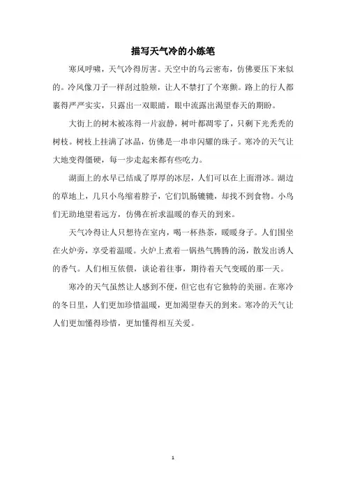 描写天气冷的小练笔