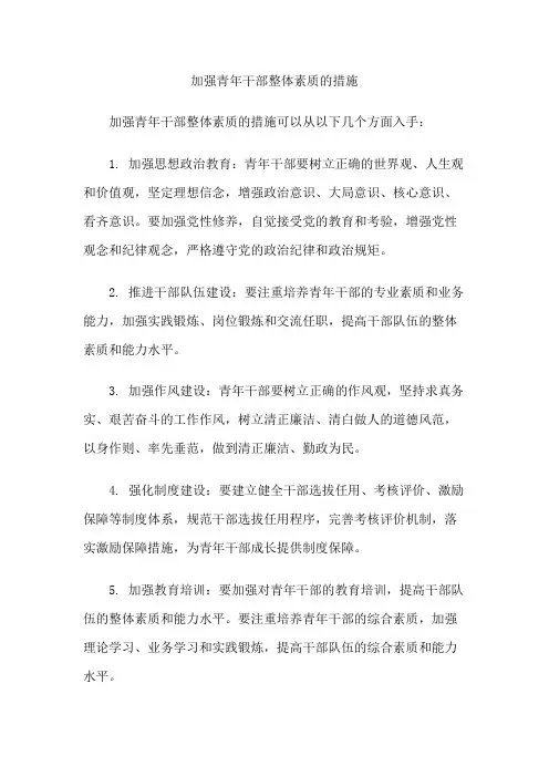 加强青年干部整体素质的措施