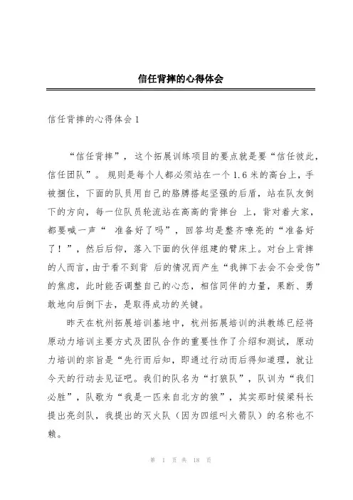信任背摔的心得体会