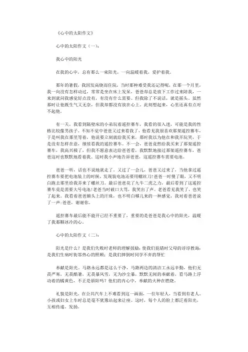 心中的太阳作文12篇