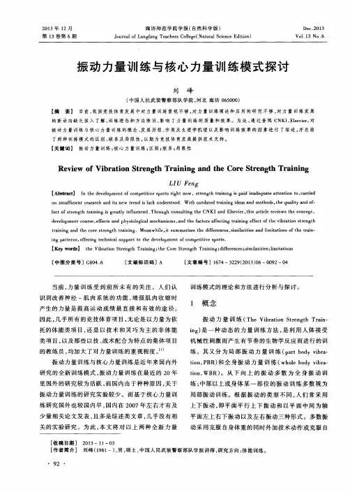 振动力量训练与核心力量训练模式探讨