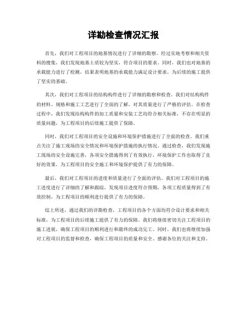 详勘检查情况汇报