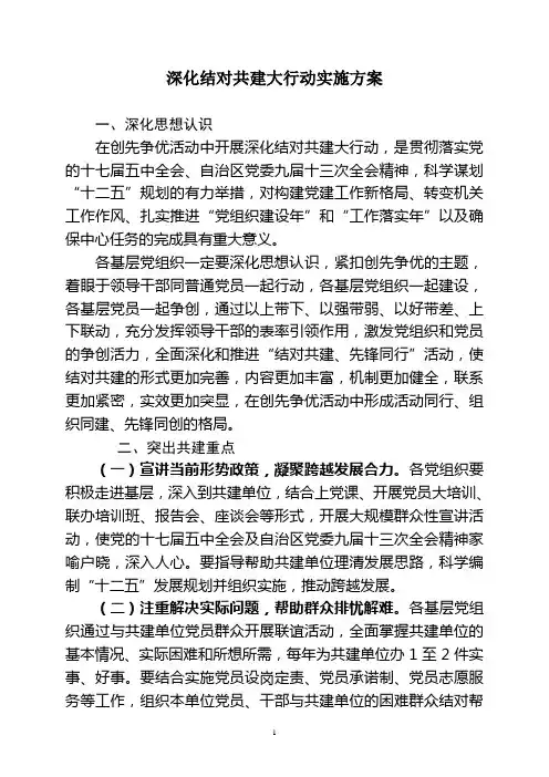 深化结对共建大行动等实施方案