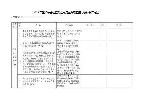 2022医疗机构临床用血检查表