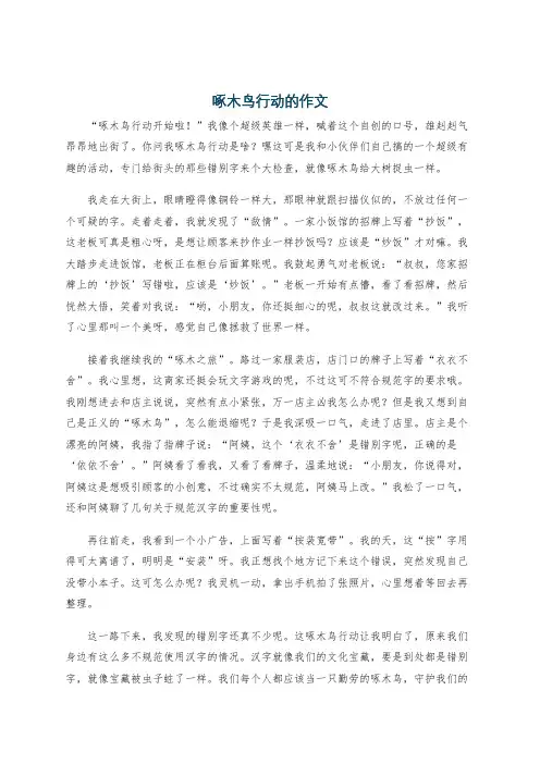 啄木鸟行动的作文