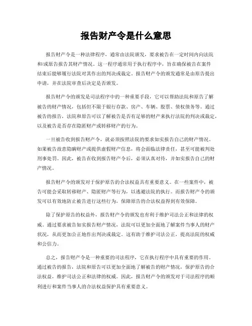 报告财产令是什么意思