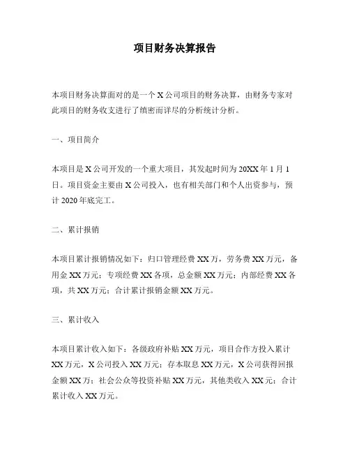 项目财务决算报告