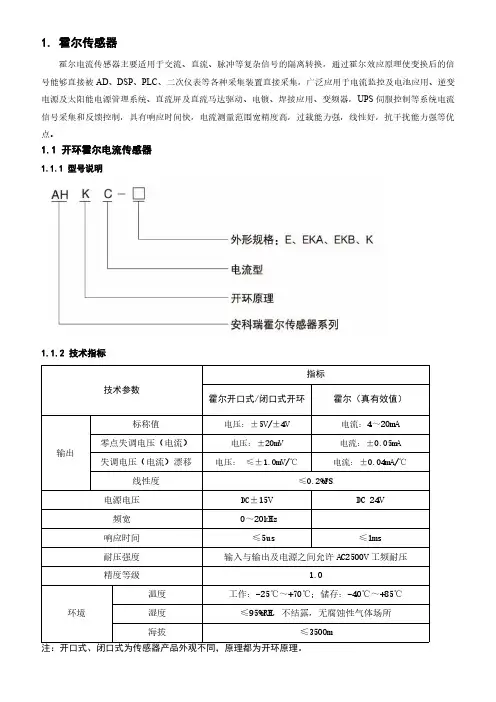 霍尔传感器样本手册——安科瑞 华楠