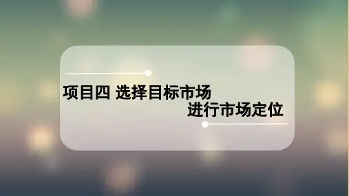 选择目标市场,进行市场定位